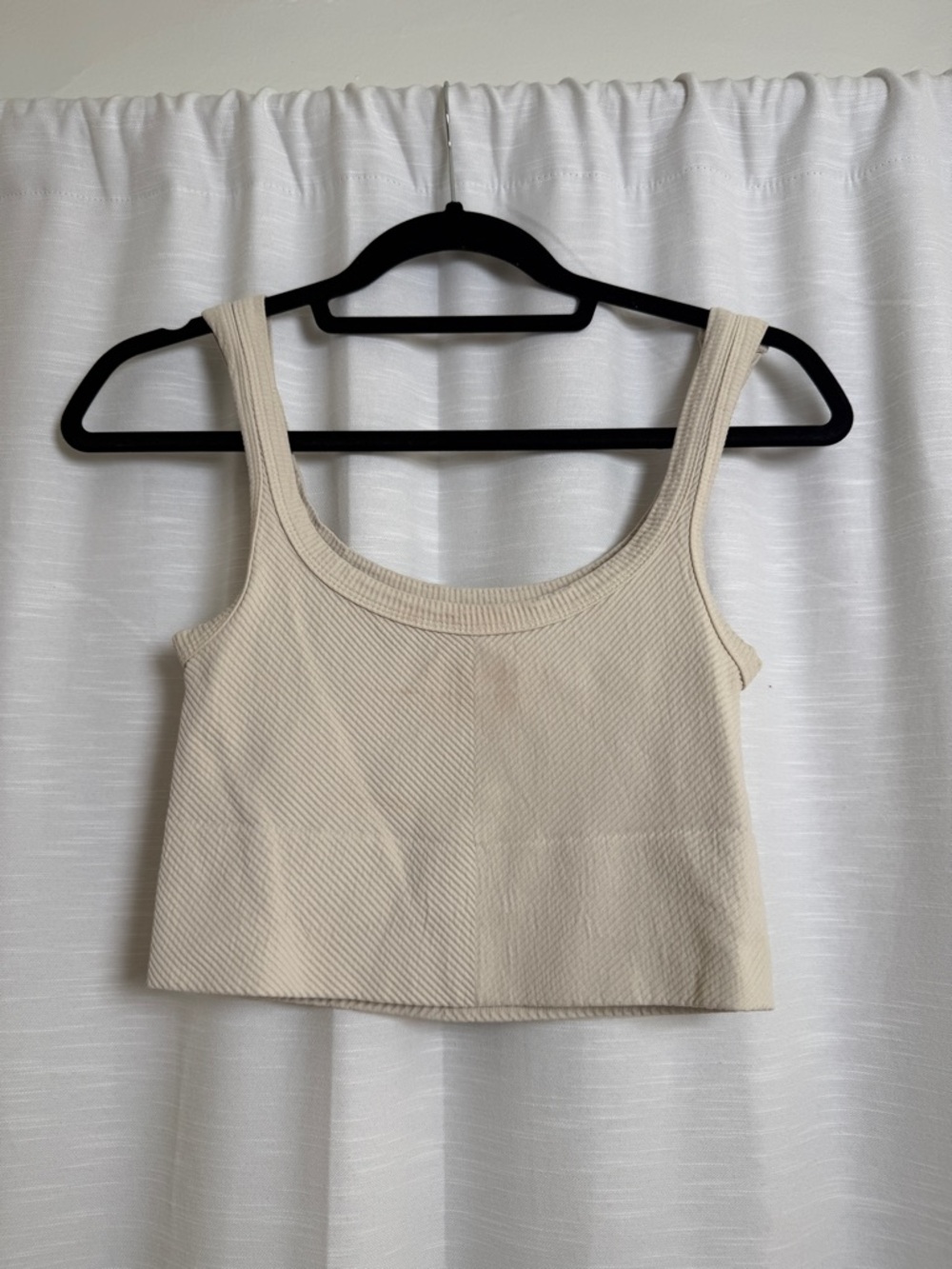 Nikibiki Cream Textured Crop Tank Ribbed Seamless Neutral Basic | Size O/S - Picture 4 of 9